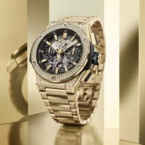 Hublot Big Bang Integrated Yellow Gold Pave 42mm Watch 451.VX.1130.VX.3704