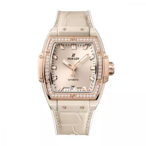 Hublot Spirit of Big Bang Beige Ceramic King Gold Diamonds 39mm Watch 665.CZ.898B.LR