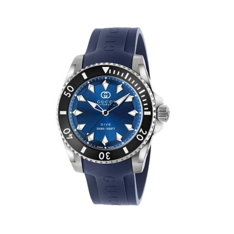 Gucci Dive Blue Dial Rubber Strap Watch