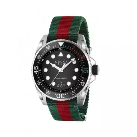 Gucci Dive Black Dial Nylon Strap Watch YA136209A