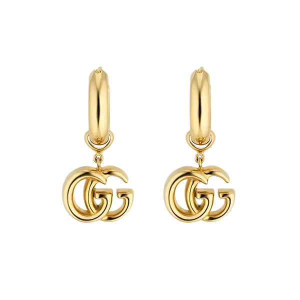 Gold Crystal GG logo clip earrings | Gucci | MATCHES UK