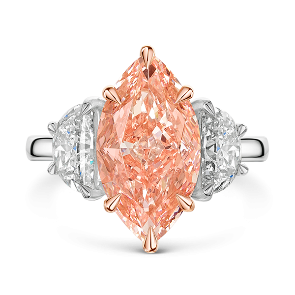 Honour Pink Marquise & Half Moon Lab Diamond Ring