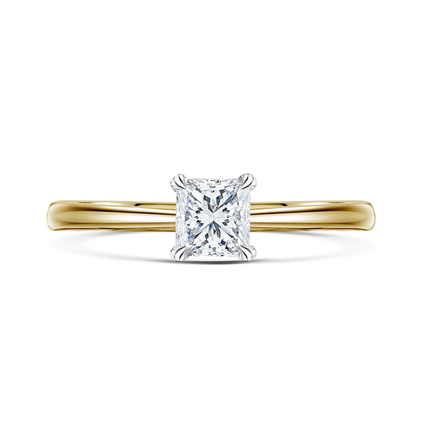 Gold 2 1/4ct Princess Cut Diamond Enhanced Three Stone Engagement Ring Set  - Handcrafted By Name My Rings™