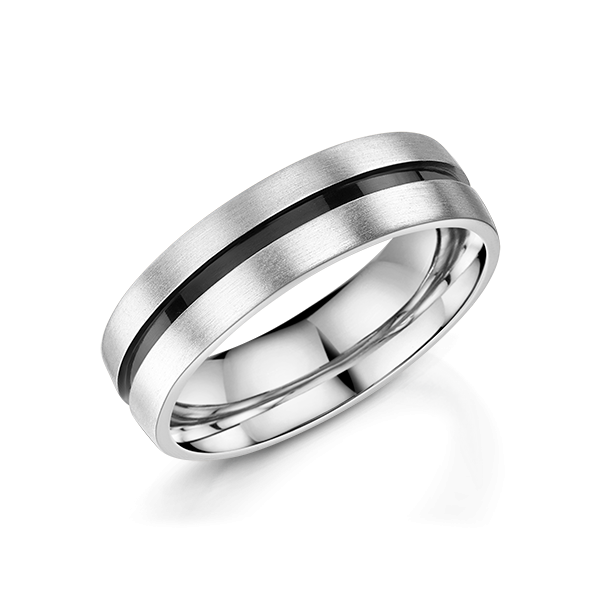 Platinum Black Ruthenium Wedding Ring 6mm