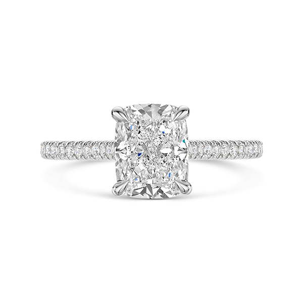 ROX Love Cushion Cut Lab Grown Diamond Ring in Platinum