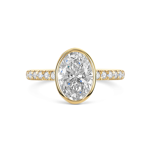 Oval Lab Grown Diamond Shoulder Rubover Ring