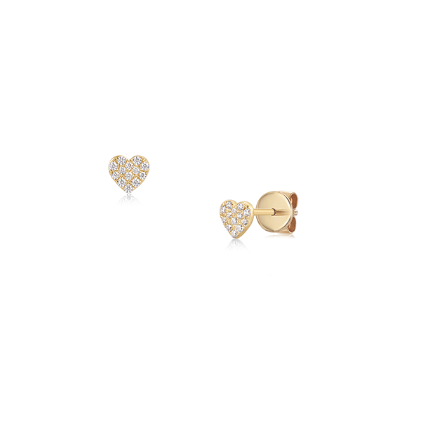 M ROX Pave Heart Lab Grown Diamond Earrings