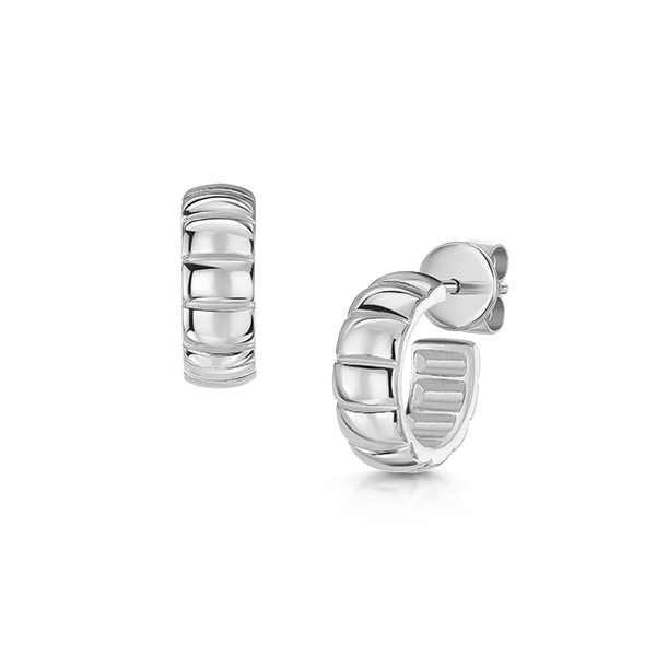 ROX SCULPT Ridge Silver Hoop Earrings