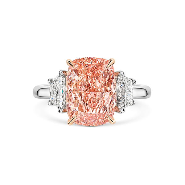 Honour Pink Cushion & Trapezoid Lab Diamond Ring
