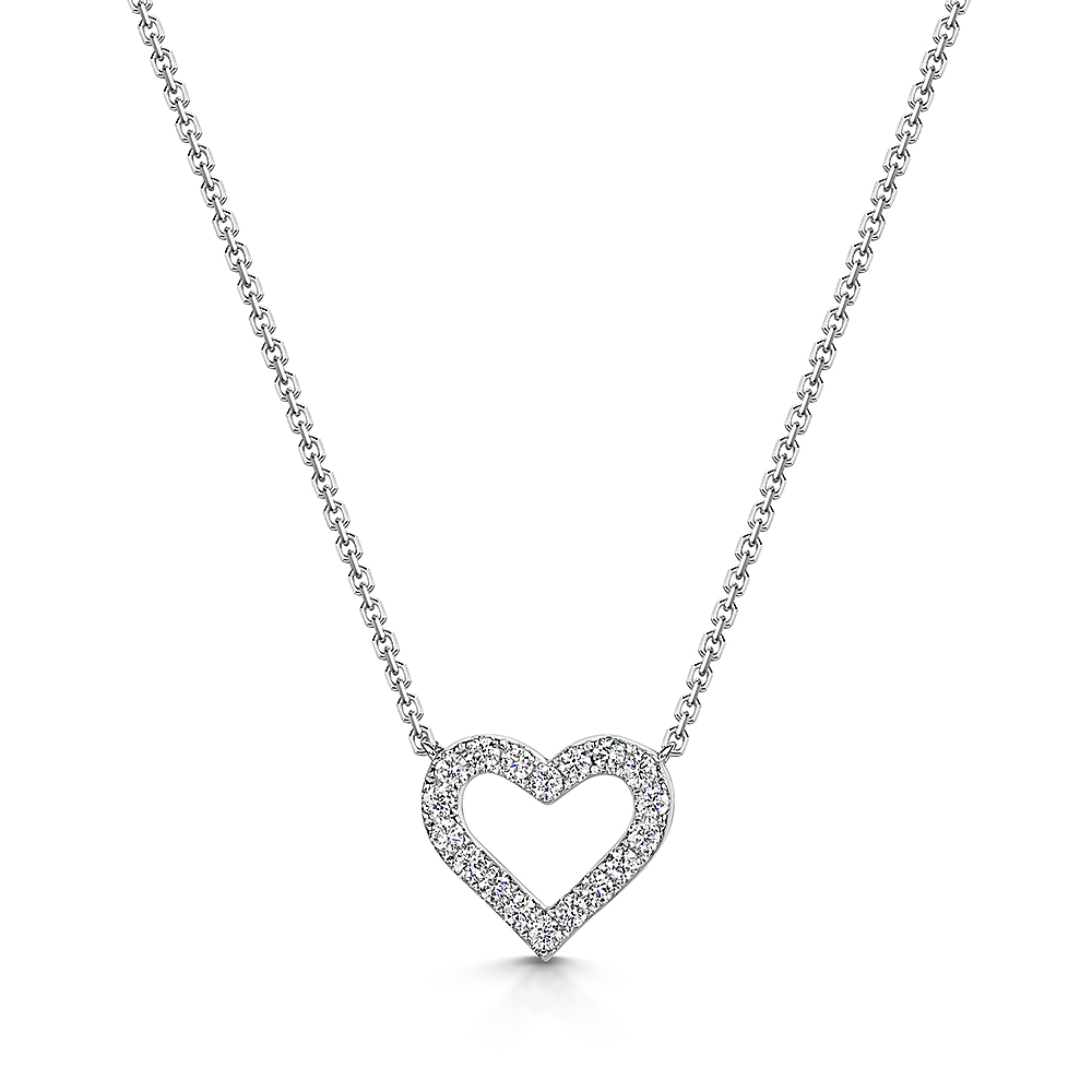 925 Sterling Silver 1/3 Cttw Diamond Miracle-Set Open Heart 18