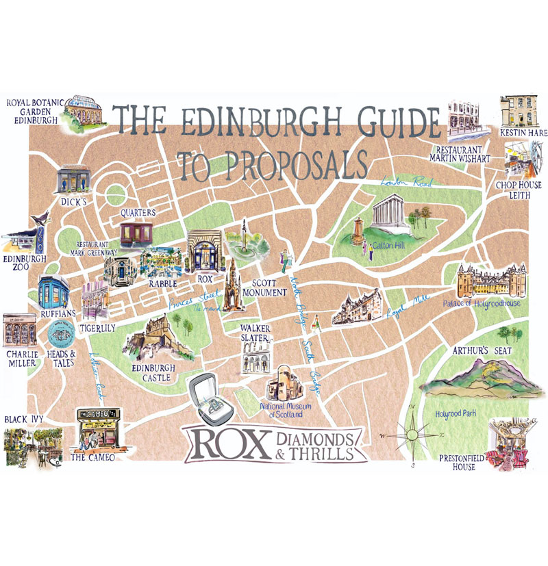 Map showing places to propose in Edinburgh