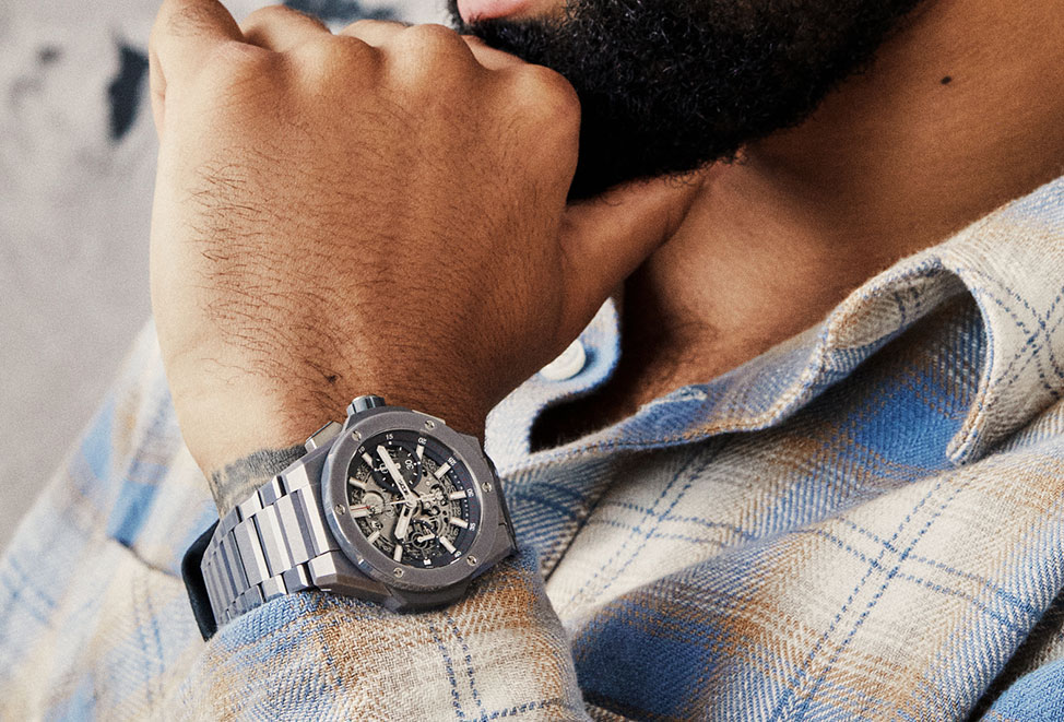 man wearing hublot watch