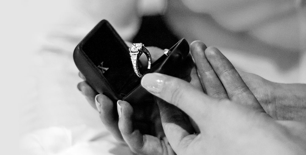diamond engagement ring in box